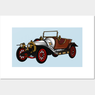 Classic car 1920 cartoon illustration Posters and Art